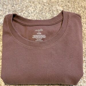 nuuds Ribbed Crewneck Bodysuit in Coffee